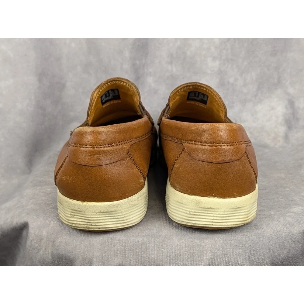Ecco Mens Leather Penny Loafers Cognac Brown Slip On Shoes 54053401053 Size 42 8